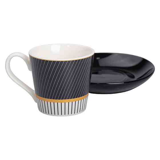 Liling Rongxiang Ceramic порцелянова чашка з чорним блюдцем 200 мл RX-N24708BW Київ