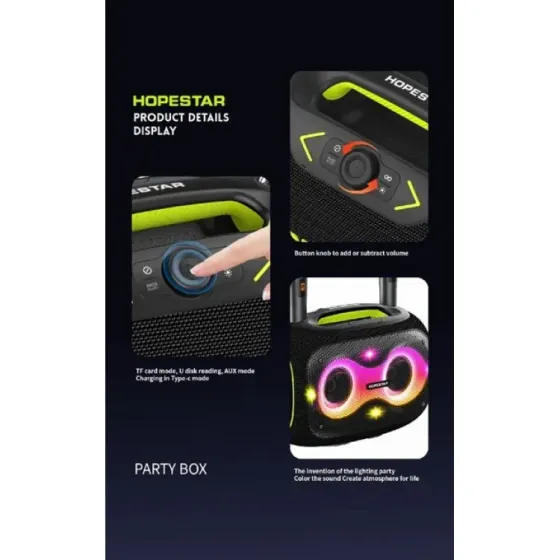 Беспроводная Bluetooth колонка HOPESTAR PARTYBOX, 120 ВТ с двумя микрофонами Коломыя