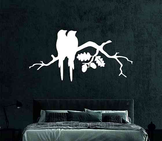 Декоративное настенное Панно «Две птички на ветке», Декор на стену 50*25 см, Белый Киев