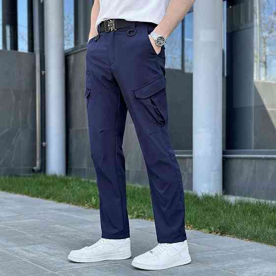 Штаны карго мужские весенние с карманами тёмно-синие Pobedov Tactical Soft Киев