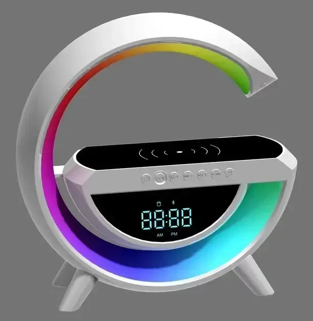 Настільна діодна лампа G-Smart BT-3401, RGB підсвічування, Bluetooth, будильник, FM радіо, бездротова зарядка Одеса - фото 6
