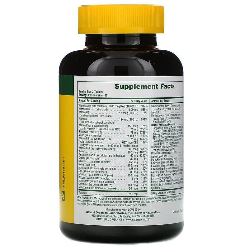 Вітаміни для чоловіків без заліза Nature's Plus Multi-Vitamin and Mineral 120 таб Київ - фото 2