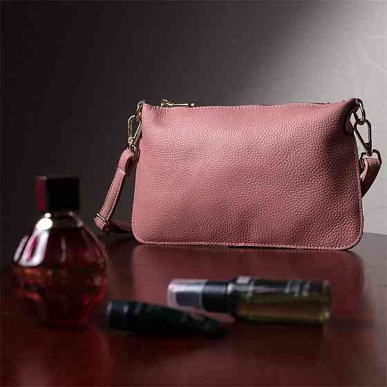 Красивая женская сумка-клатч с двумя ремнями из натуральной кожи Vintage 22644 Розовая Киев