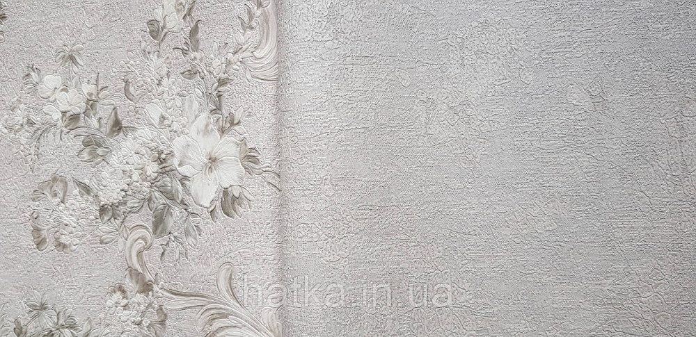 Шпалери вінілові на флізеліні AdaWall Signature1.06х10 під шкіру структурні сірі з бежевим Київ - фото 2