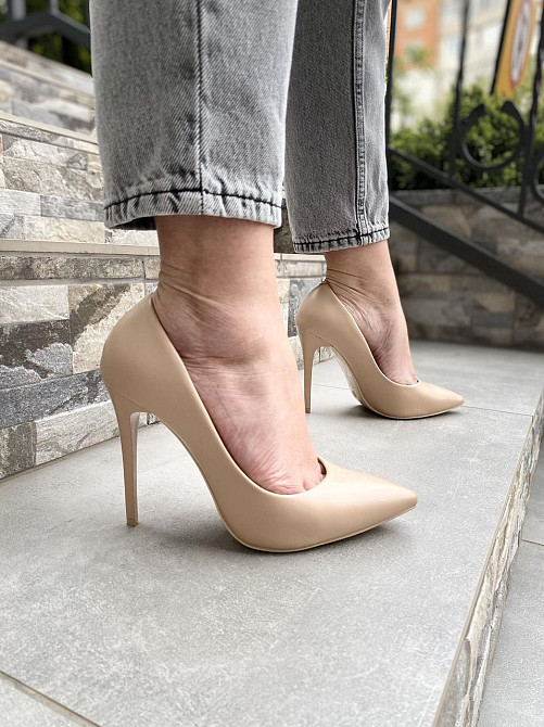 Туфлі жіночі YES MILE бежеві еко-шкіра висота каблука 11см 38р. 40р. (4502) Коломыя - изображение 1