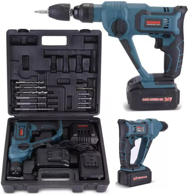 SR-149 Акумуляторний Перфоратор SDS+ 2×24В з М'якою Рукояткою, 2 Акумулятори, Набір Свердел та Насадок Одеса - фото 1