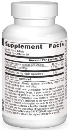 Триптофан 500 мг Source Naturals L-Tryptophan 30 таб Киев