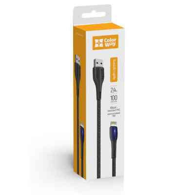 Дата кабель USB 2.0 AM to Lightning 1.0m led black ColorWay (CW-CBUL034-BK) Винница