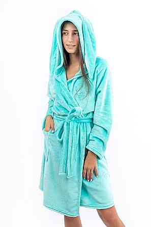 Теплый халат с ушками  для подростков, ментоловый Киев