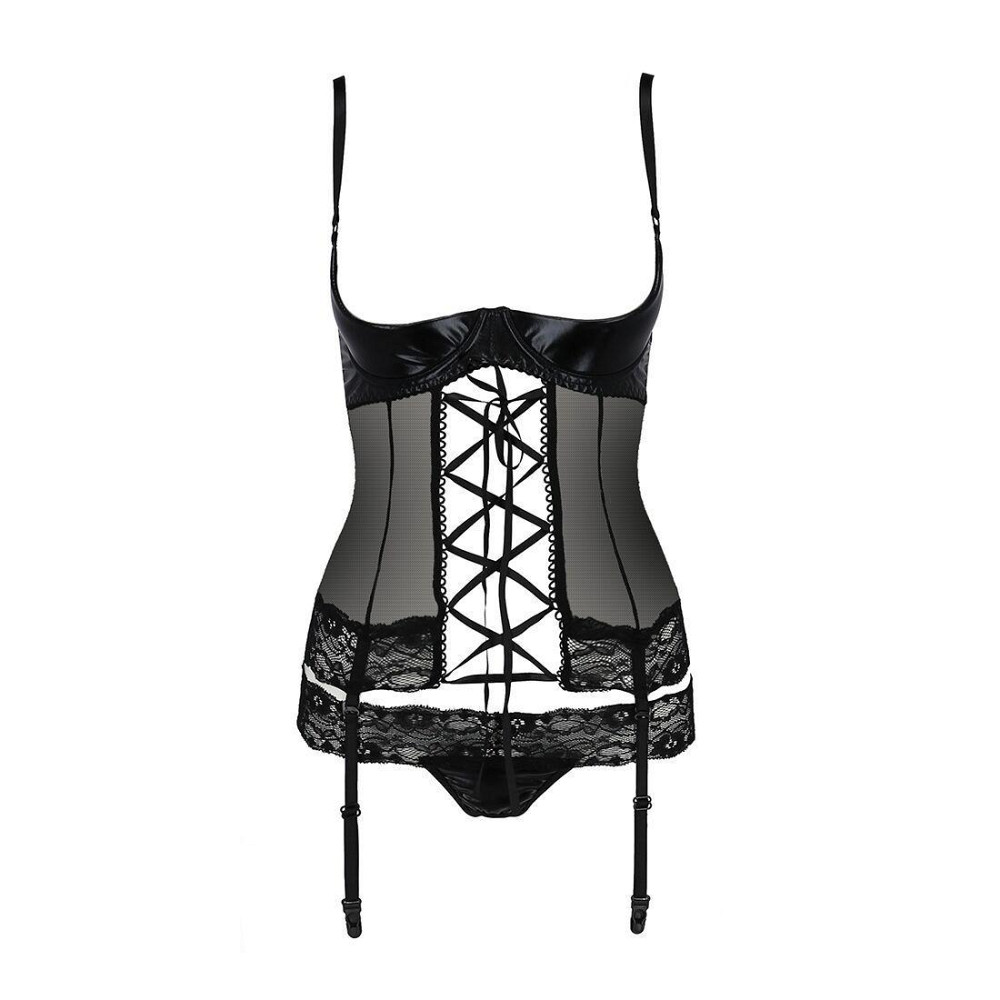 Корсет с открытой грудью Passion Exclusive NORTH CORSET L/XL, black, пажи, трусики, шнуровка Sex Aura Киев - изображение 5