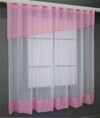 Кухонная занавеска VR-Textil № 047к розовый с белым 270х170 см (50-740) Киев