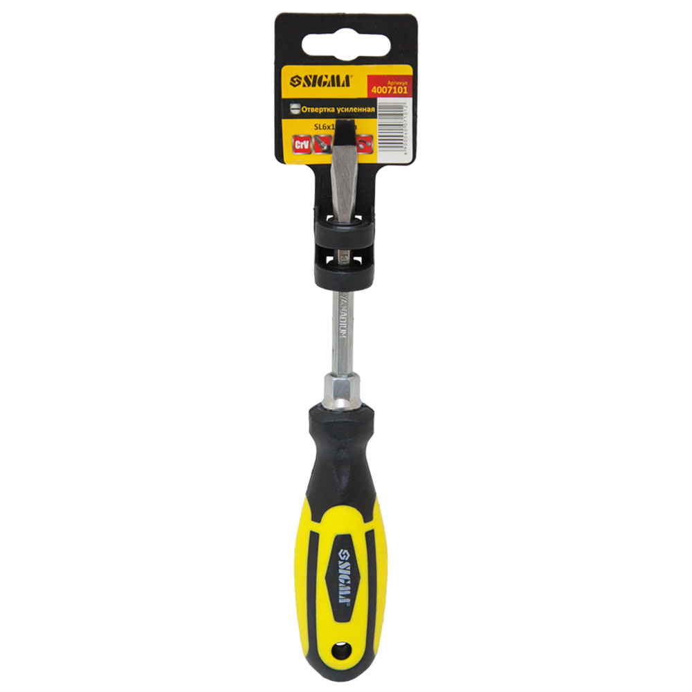 Sigma Отвертка усиленная шлицевая SL6×100мм под ключ CrV SIGMA (4007101) Київ - фото 2