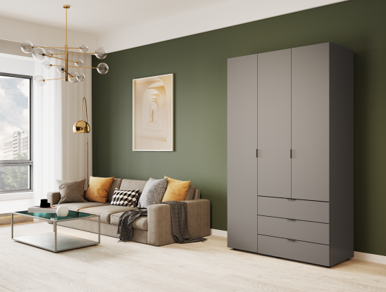 Шкаф распашной для одежды Doros Гелар 116,2х49,5х203,4 см Графит (DRS-011108) Львов