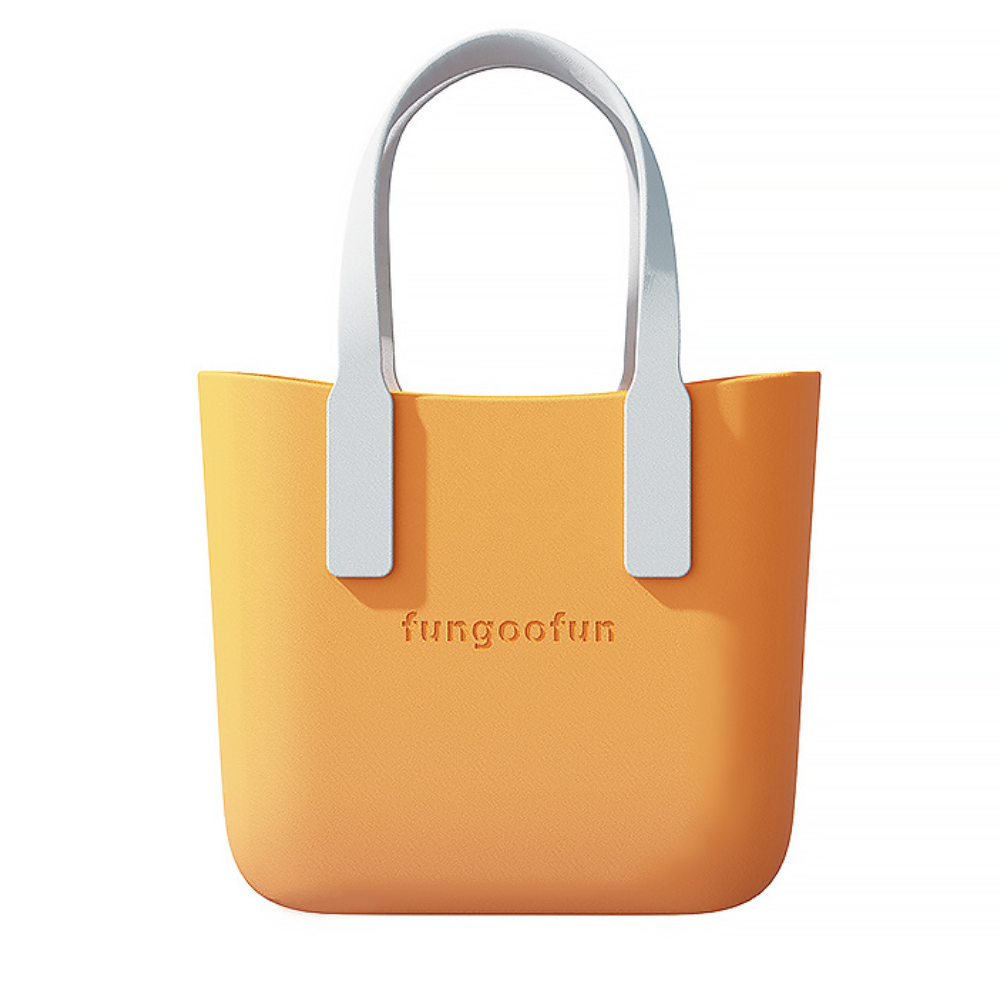 Сумка женская шопер силиконовая на плечо водонепроницаемая сумочка с подкладкой на молнии Fungoofun, оранжевая Каменец-Подольский - изображение 2