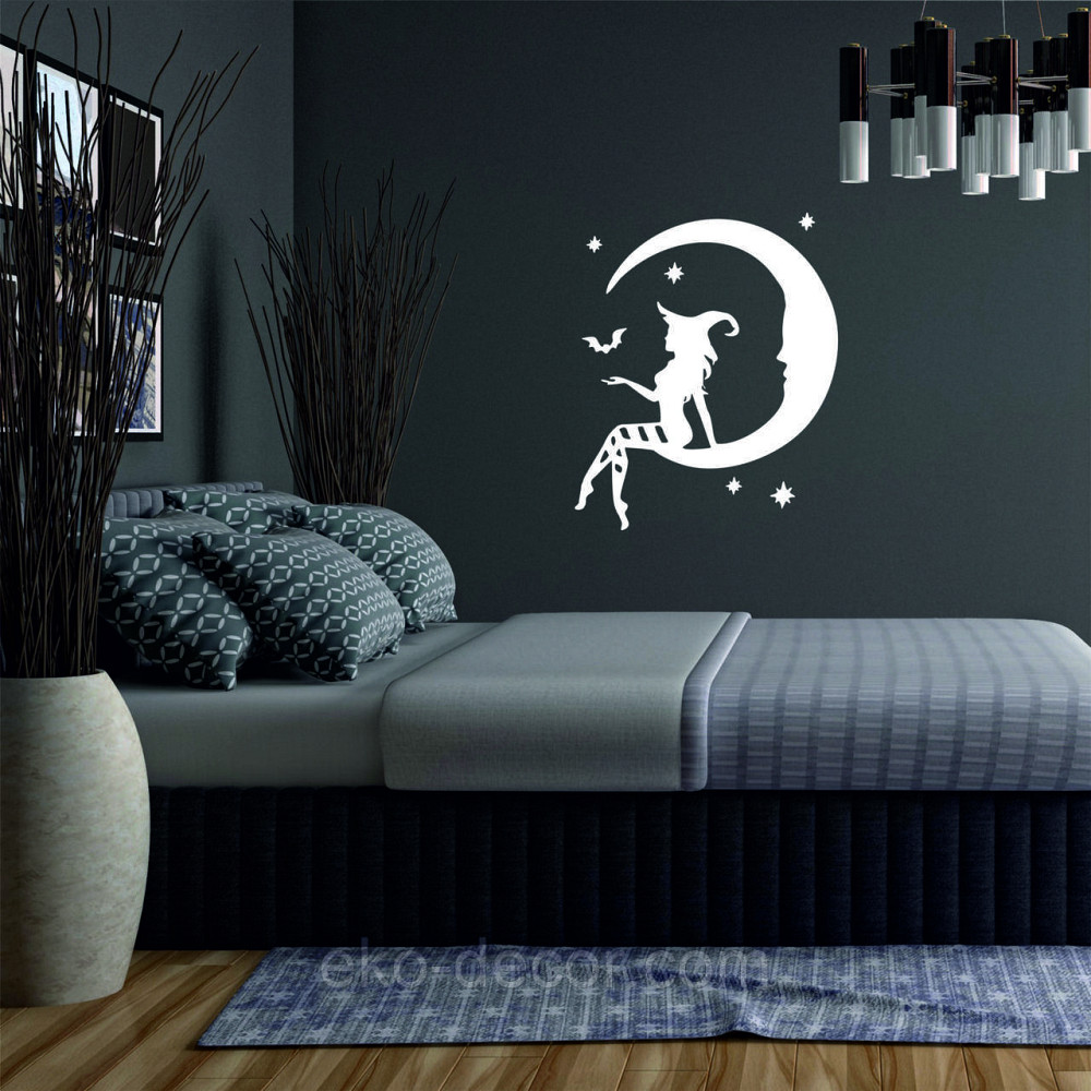 Декоративне настінне Панно «Ведьма на місяці», Декор на стіну 90*75 см, Білий Київ - фото 3