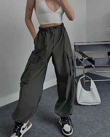 Жіночі широкі плащові штани карго матова плащівка Одеса