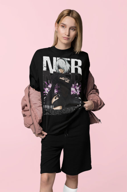 Футболка з аніме принтом Ніер Аутомата Йорха Аніме оверсайз (S/M/L) Чорний AnimeJ0757 Дніпро - фото 3