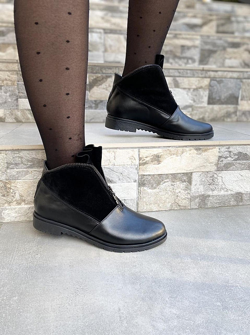 Черевики жіночі ARLETT 3 чорні натуральна кожа осінь-весна висота 9см (2198) Коломыя - изображение 1