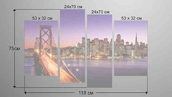 Модульна картина Нічне Місто Міст Art-57_4 Київ