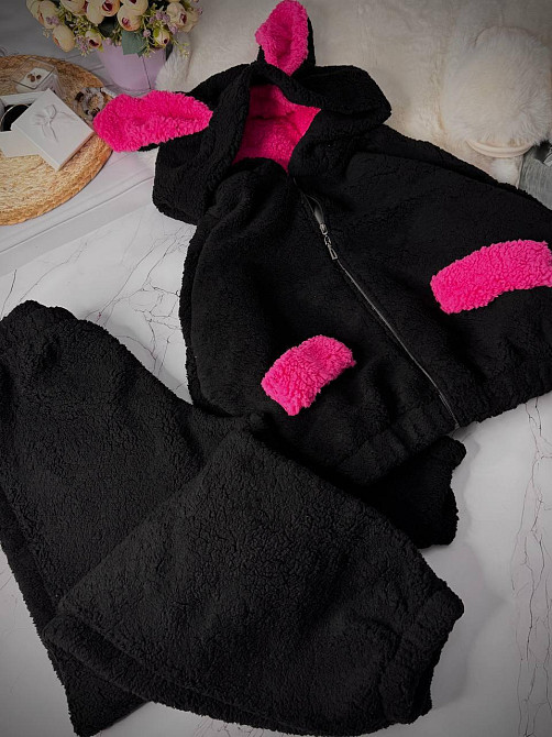 Жіноча повсякденна домашня плюшева піжама з вушками з турецького м'якого хутра Teddy Одеса - фото 3