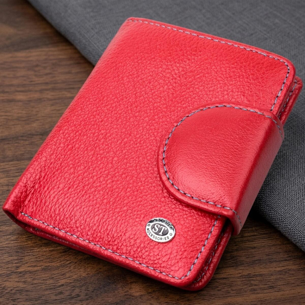 Шкіряний яскравий гаманець з монетницею ST Leather 19453 Червоний Київ - фото 11