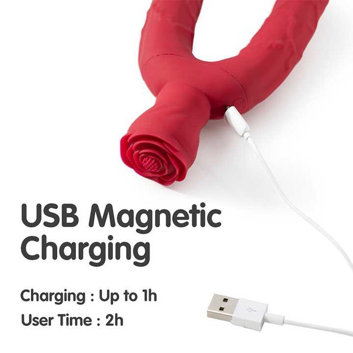 Двосторонній вібратор Y-Lover Rose Bloom Бордовий Вінниця - фото 6