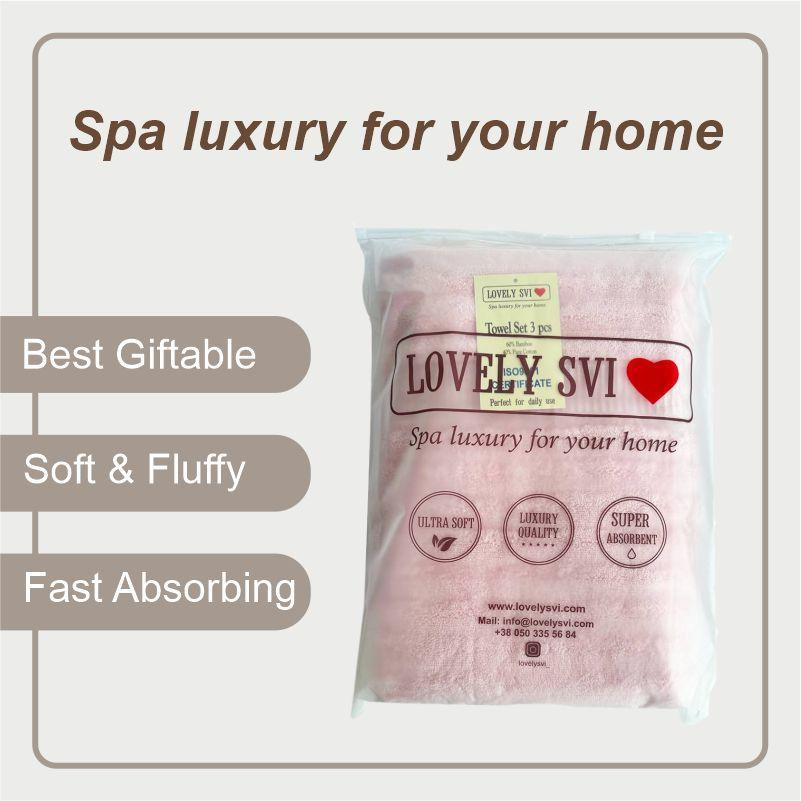 Набор Полотенец Lovely Svi -Комплект Банных Полотенец 3 шт:70 x 140 см, 50 x 90 см, 33 x 33 см Розовая Роза Киев - изображение 2