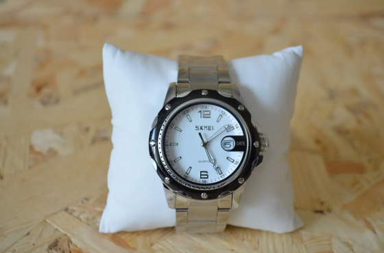 Чоловічий наручний годинник Skmei Robby Steel 0992S Сріблястий з білим Вінниця