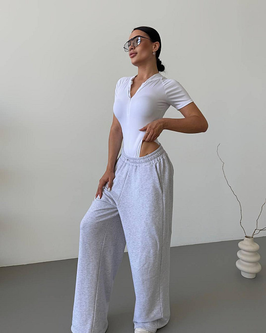 Жіночий базовий боді на блискавці мікродайвінг Білий, 46/48 Одеса - фото 4