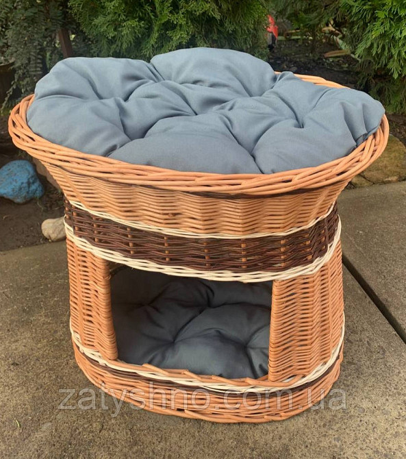 Лежак овальный для кошки, плетеный, с подушкой Киев - изображение 3