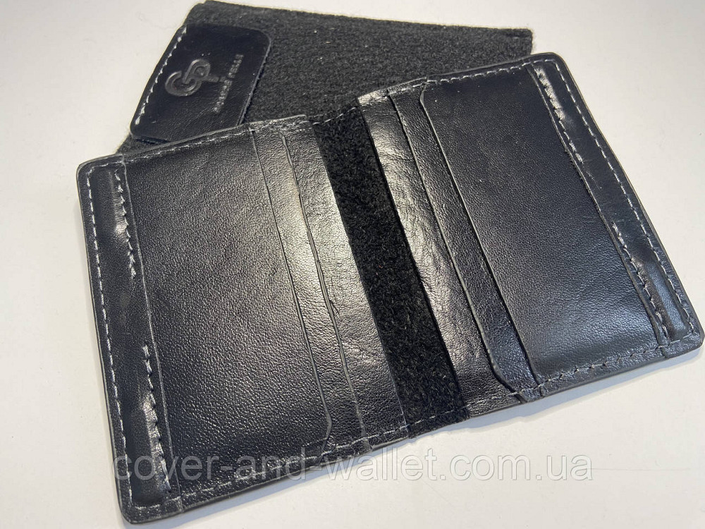 Чорна шкіряна обкладинка для ID паспорта та авто документів на магнітах Grande Pelle Київ - фото 9