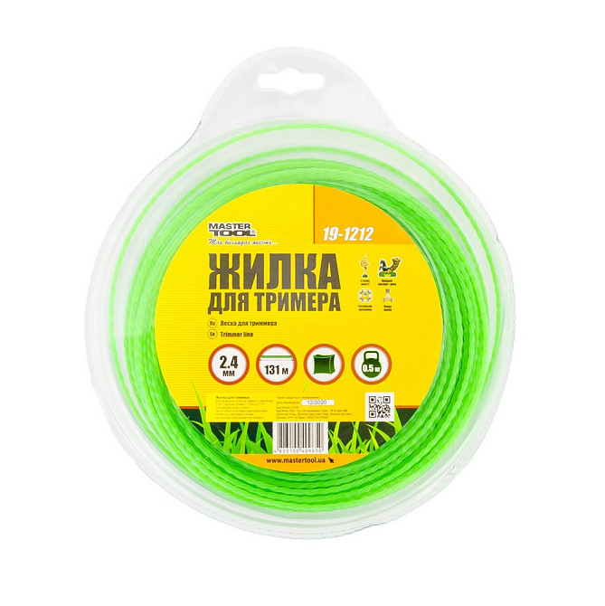 Жилка для тримера MASTERTOOL КВАДРАТ КРУЧЕНИЙ 2,40 мм 131 м блістер 19-1212 Коломия - фото 4