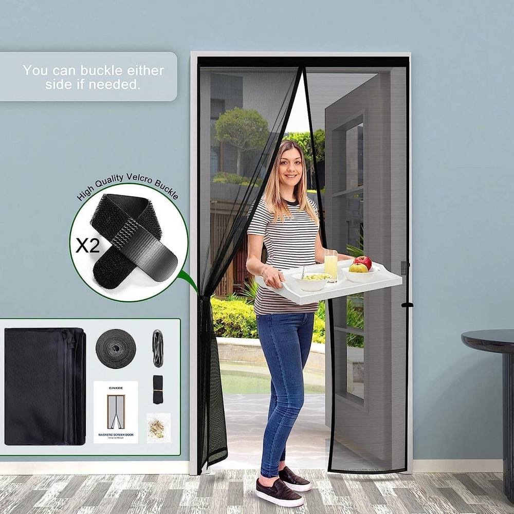 Сетка противомоскитная магнитная, черная москитная сетка на липучке для двери, балкона, патио 75×210 см Cinkee Киев - изображение 4