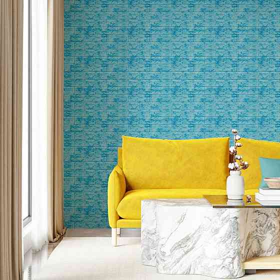 Декоративна 3D панель самоклейка 700х770х5мм Мармур блакитний (цегла) (065) SW-00000033 Київ