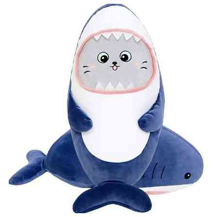 Дитяча м'яка іграшка "Кіт в костюмі акули" K15252, розмір 25 см Вінниця