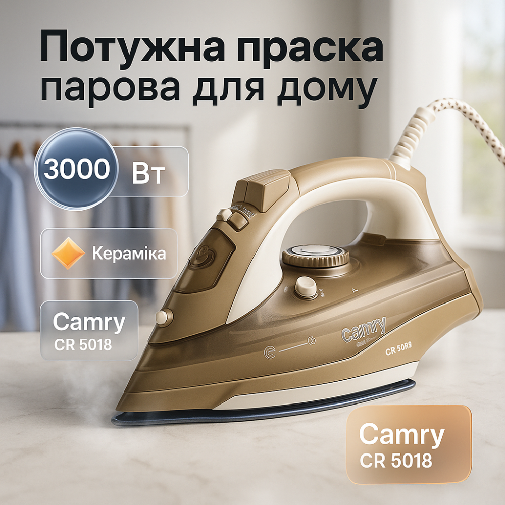 Утюг с паром для домашнего использования Camry, Утюг для бытового использования Домашний с паром CU-92 Львов - изображение 10