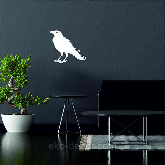 Декоративне настінне Панно «Ворон» Декор на стіну 90*81 см, Білий Київ