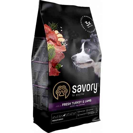 Сухой корм Сейвори Savory Medium Breed rich in Fresh Turkey & Lamb для собак средних пород, 12 кг Винница