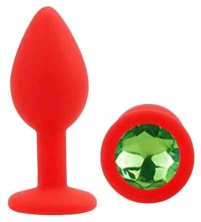 Силіконова анальна пробка EGZO - Silicone Red Round Plug Green, size S Sex Aura Київ