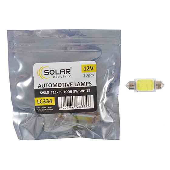LED автолампа Solar 12V SV8.5 T11x39 1COB-8SMD 56LM white 10шт Київ