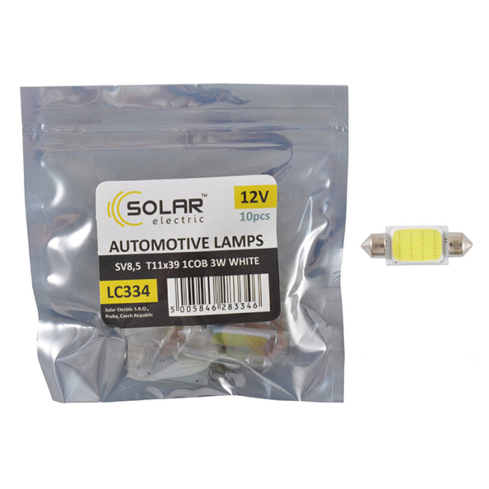 LED автолампа Solar 12V SV8.5 T11x39 1COB-8SMD 56LM white 10шт Київ - фото 1
