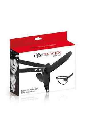 Двойной страпон Fetish Tentation Strap-On with Double Dildo Black Sex Aura Киев