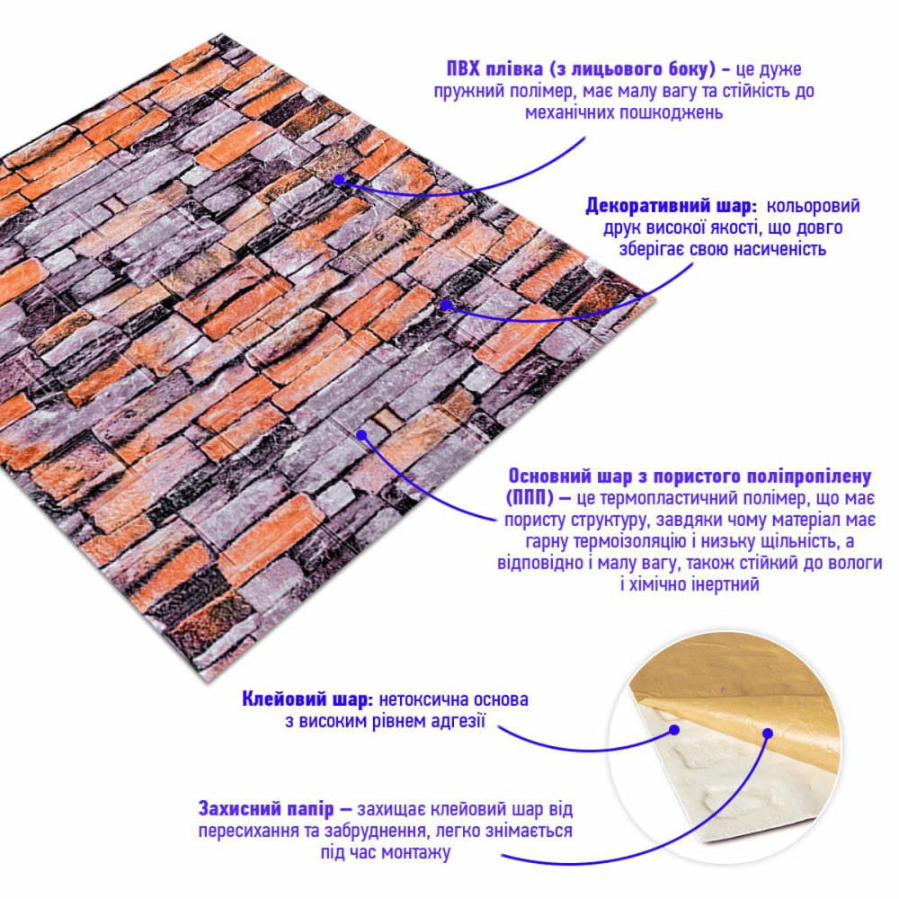 Декоративная 3D панель 700x770x6мм Кирпич Екатеринославский песчаник (045) SW-00000044 Днепр - изображение 2