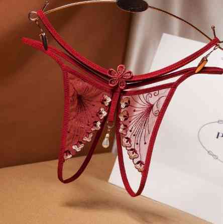 Трусики з інтимним розрізом універсальний бордовий Київ