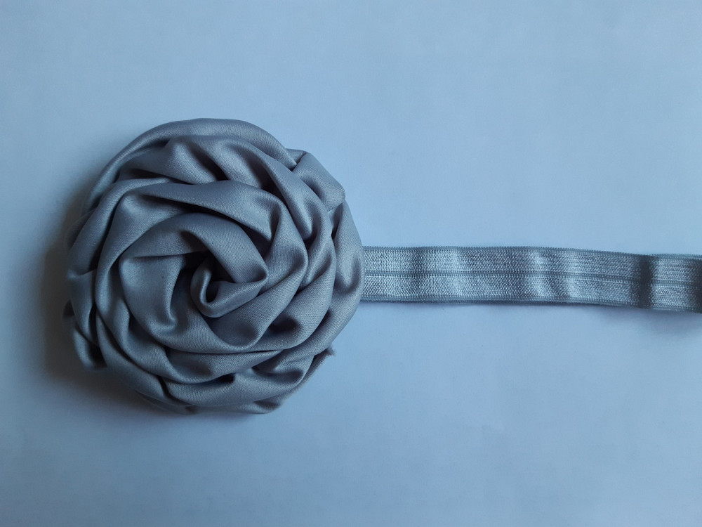 Пов'язка дитяча з трояндочкою сіра - квітка 8см, окружність 36-52см Київ - фото 1