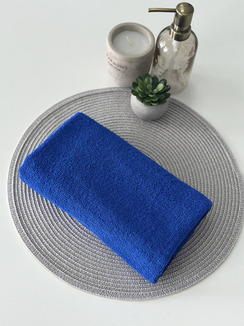 Полотенце махровое банное Ideal Textile 70х140 см однотонное в цветах 400 г/м2 (56860345) Синій, син Черновцы - изображение 8