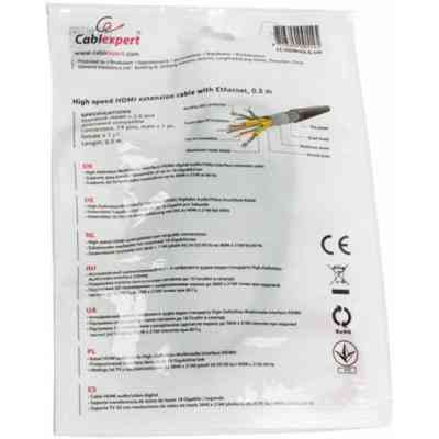 Кабель мультимедійний HDMI M to HDMI F 0.5m Cablexpert (CC-HDMI4X-0.5M) Вінниця