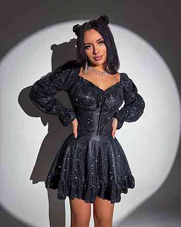 Жіноче святкове блискуче та мерехтливе люрексове плаття з блискітками Чорне, 46/48 Одеса