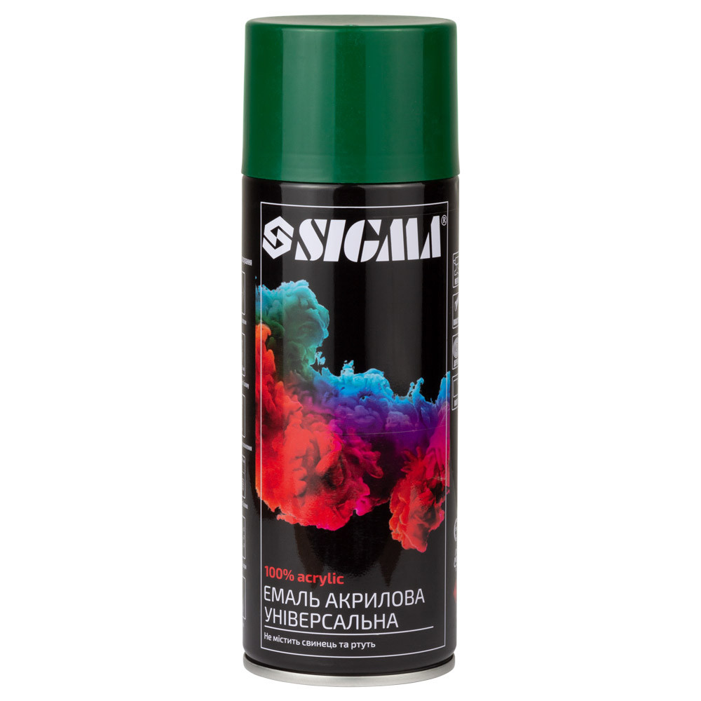 Sigma Эмаль аэрозольная акриловая 400мл RAL 6005 темно-зеленый глянец SIGMA (2737221) Коломия - фото 1