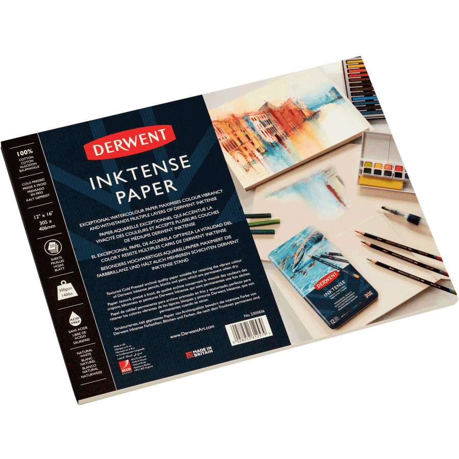 Склейка для акварелі Inktense 30,5х41см 300г/м2 20л 100% бавовна Derwent Київ - фото 1